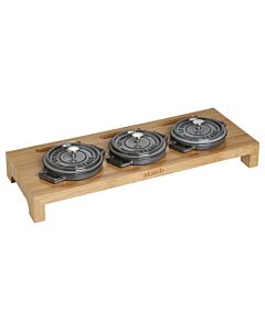 STAUB serving board for 3 mini cocottes - bamboo