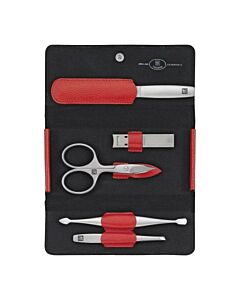 Zwilling manicure pedicure set 5pcs , leather ,red 97092-002