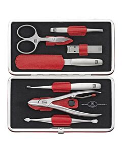 Zwilling manicure pedicure set 7pcs , leather ,red 97093-022