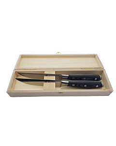 MIKA snack knife set smooth 2pcs. in wooden box