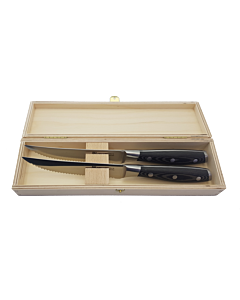 MIKA steak knife set serrated 2pcs. in wooden box