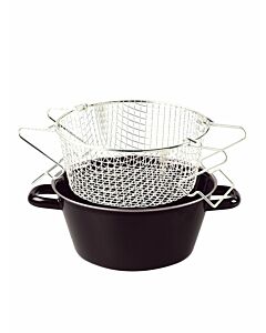 Riess Pom.Frit.pan with insert 24cm black enamel 0052-022